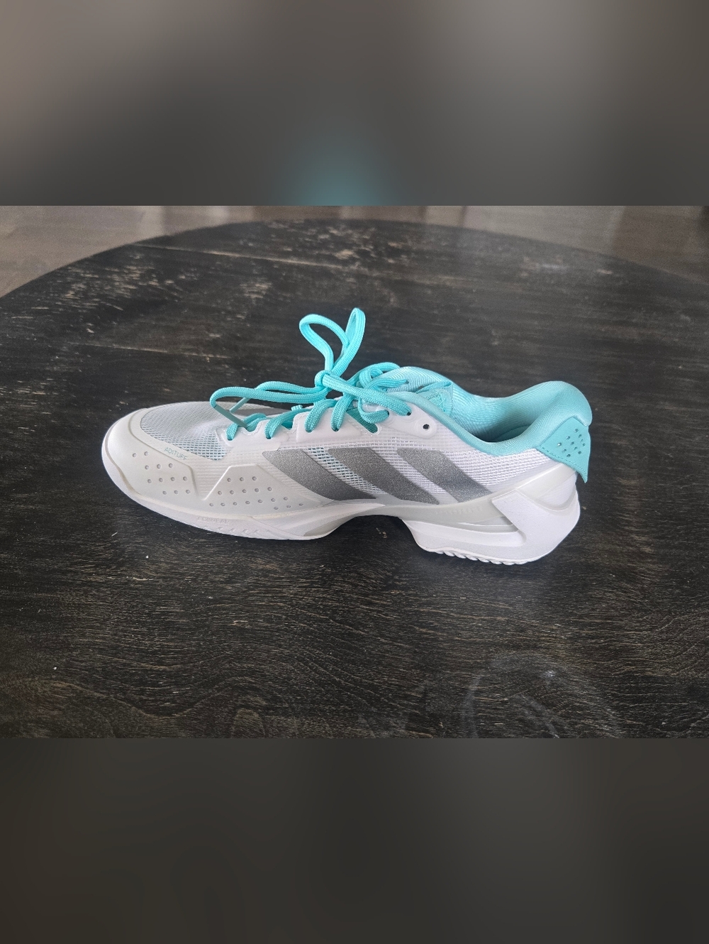 Adidas Adizero Ubersonic 5 Women's Athletic Sneakers - Aqua/White/Silver - Picture 6 of 11